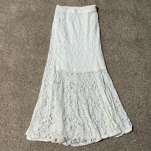 COPY - Monteau Off White/ Cream Colored Lace Maxi Skirt